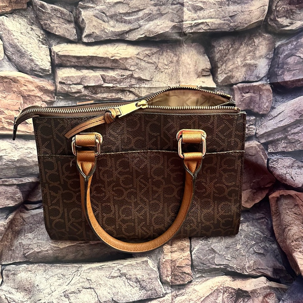 Calvin Klein Brown Monogram Tote Bag